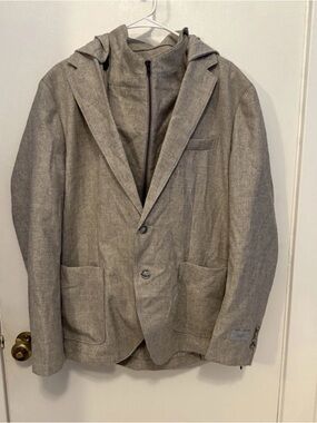 NWT Giasone Austin Hood Detachable and Vestee Jacket in Oatmeal Mix Tweed